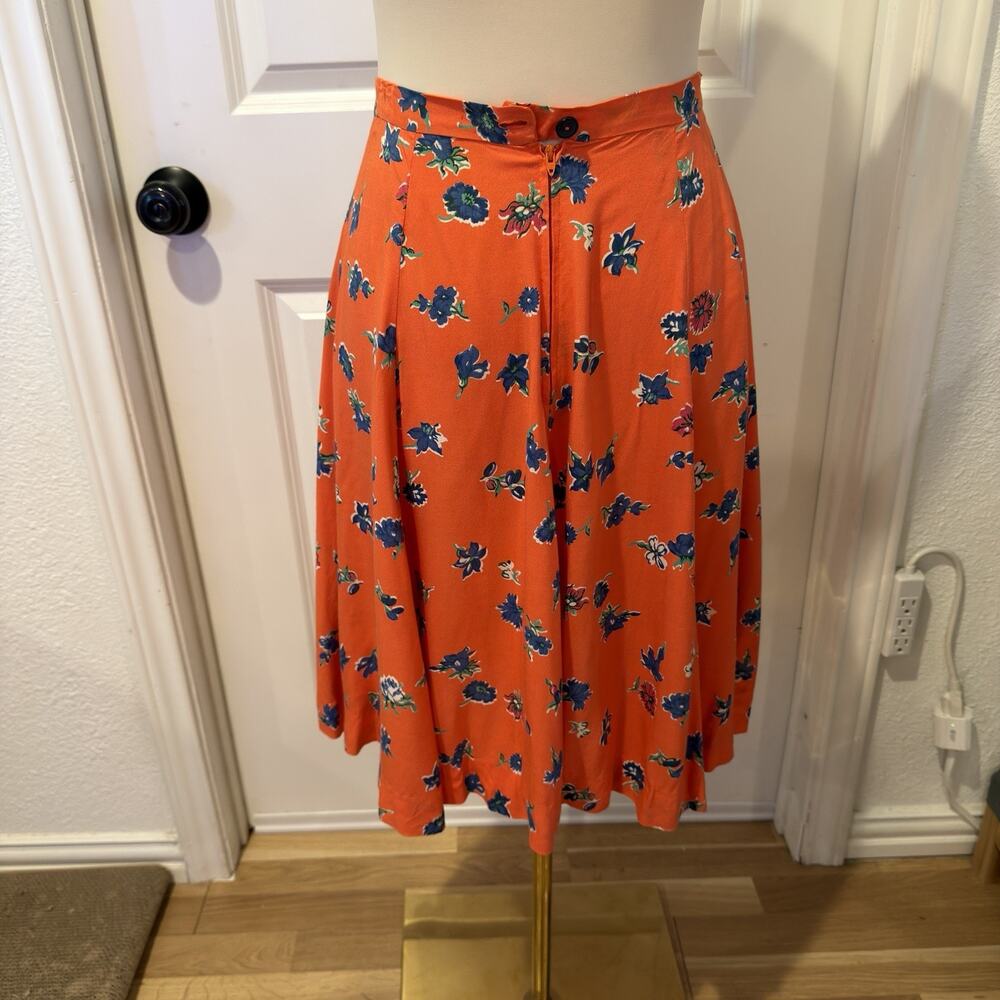 Orange Floral Vintage Top/Skirt Set Size Small 40’s or 70’s Cottagecore - Picture 8 of 16